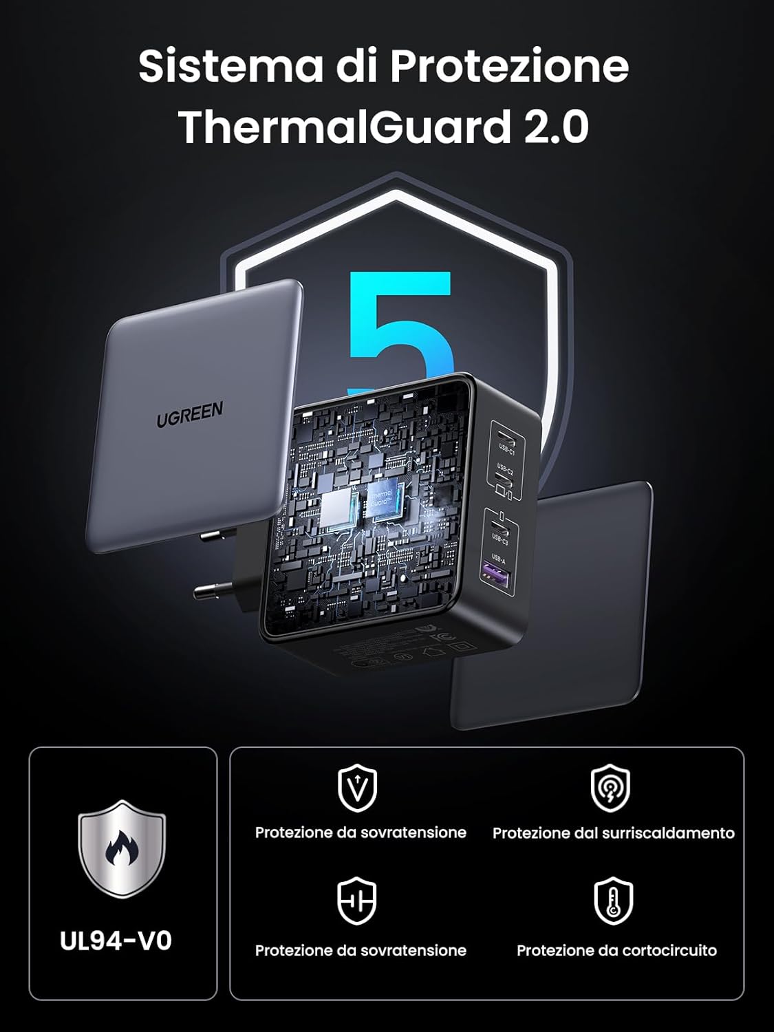 Thumbnail 6 de UGREEN Nexode 160W GaNInfinity caricatore USB-C con 4 porte e PD 3.1 PPS