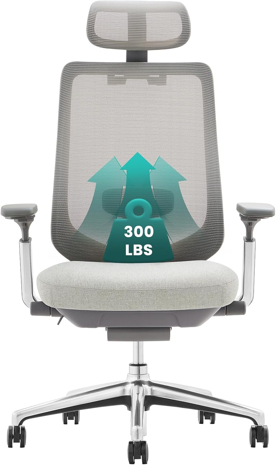 Detalle de COLAMY XK-Atlas Ergonomic Mesh Office Chair with Adjustable Headrest and 4D Arms
