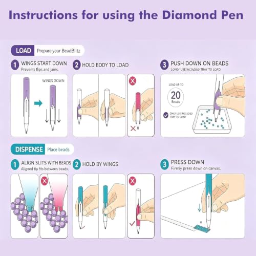 Detalle de ZFFAFUR Auto-Feed Diamond Bead Dispenser with Wax-Free Pen (Blue)