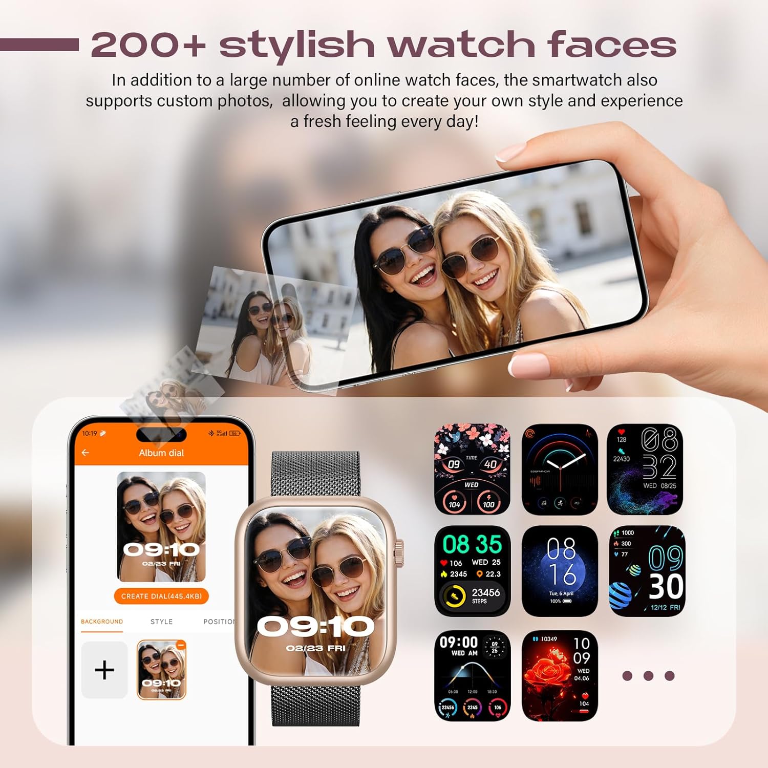 Detalle 2 de SLOKSFil Smartwatch donna 1,85": fitness, salute e notifiche con quadrante personalizzabile