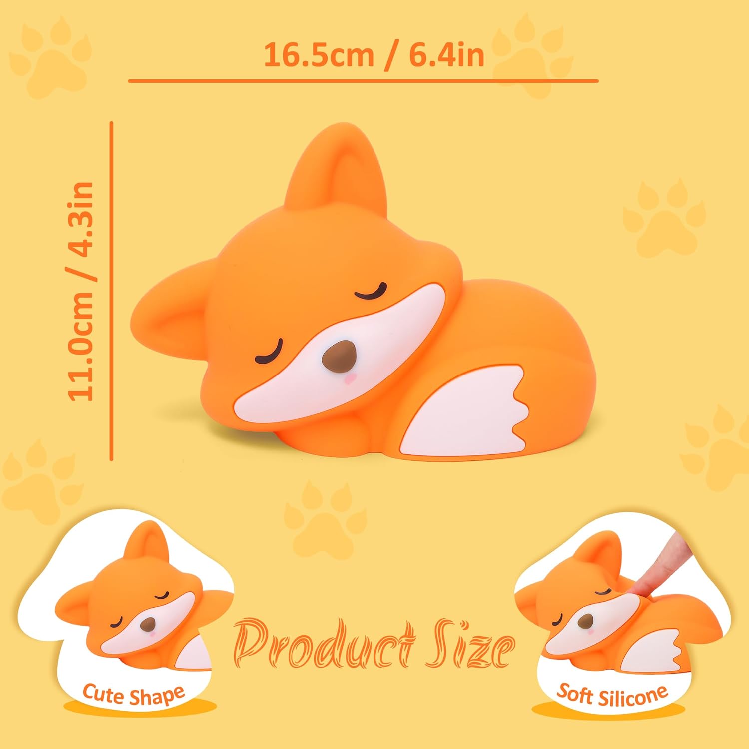 Thumbnail 6 de YuanDian Fuchs Nachtlicht – silikone Fox Lampe mit Touchsteuerung, wiederaufladbar, dimmbar und Timer