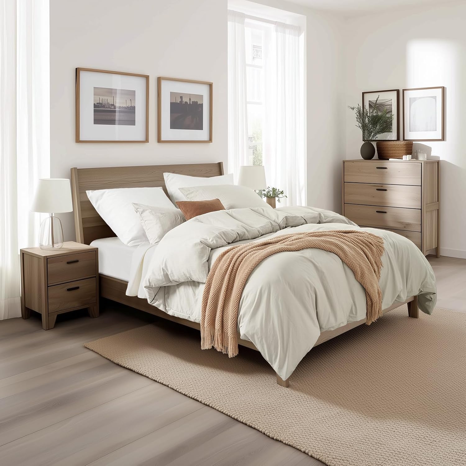 Thumbnail 5 de DuvetNova Bettwäsche 135x200 – 4-teilig, Leinen-Optik, Mikrofaser, Beige