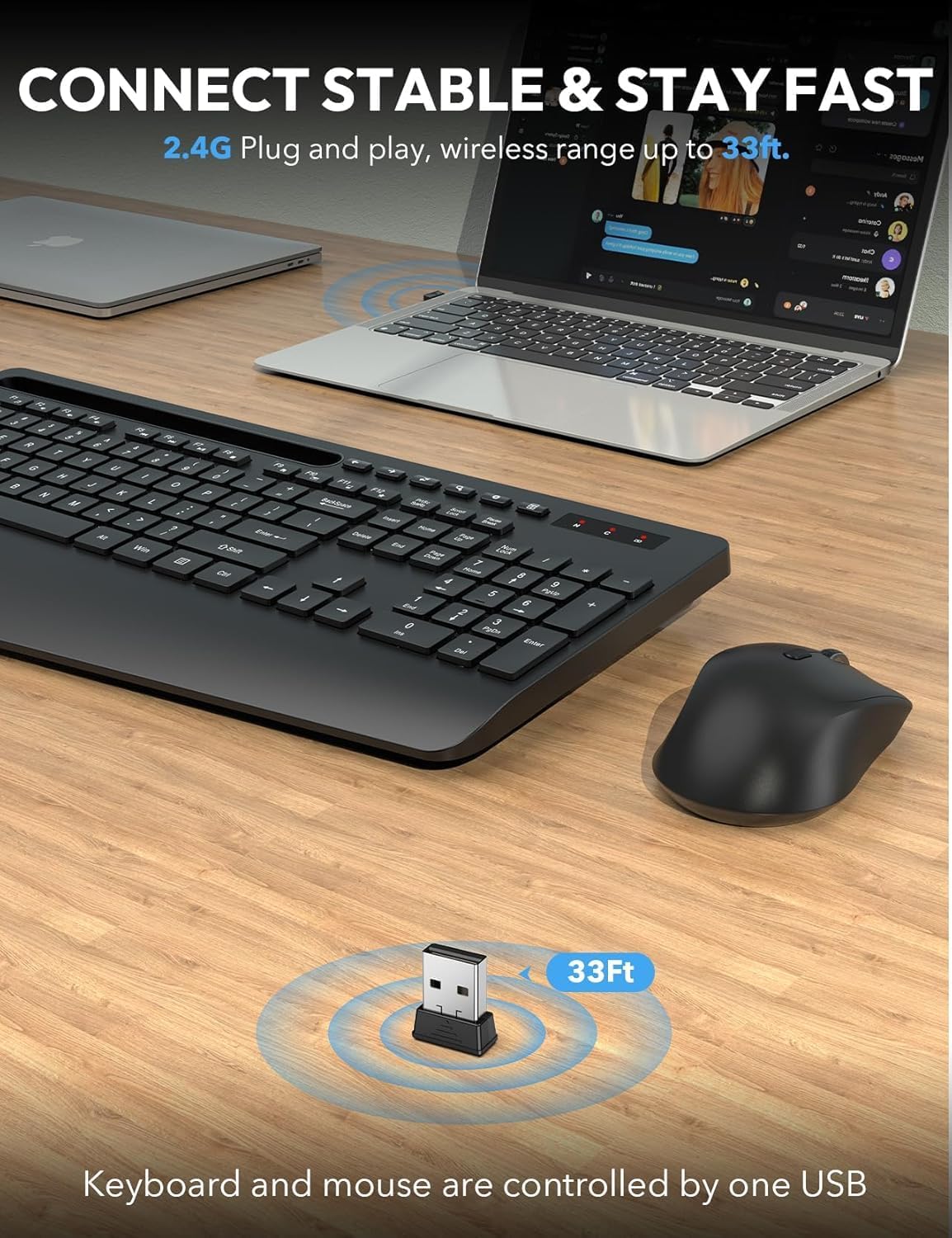 Detalle 2 de SABLUTE Wireless Keyboard Combo 33 ft ⌨