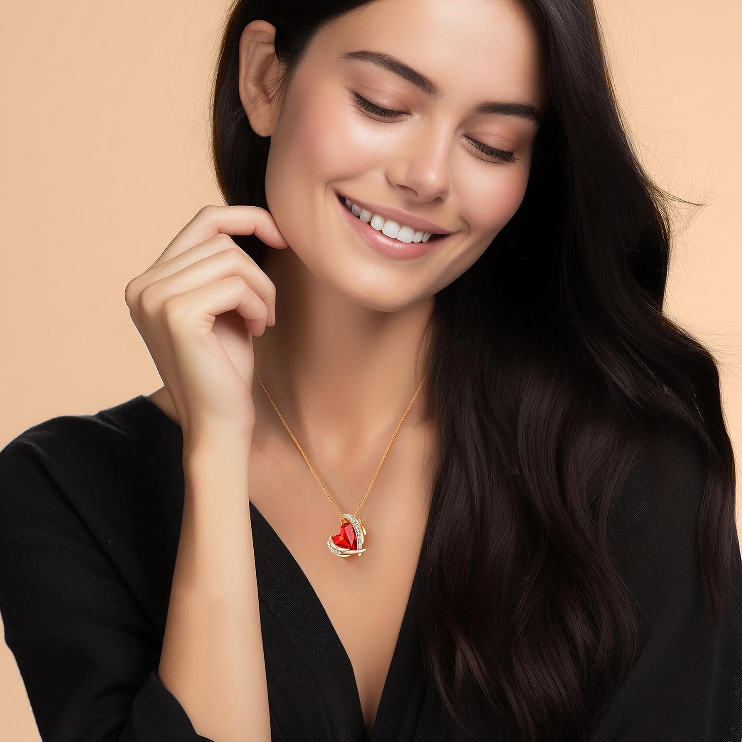 Thumbnail 3 de CDE Collana Delle Donna Cuore in Oro Rosa con Cristallo a Cuore — regalo elegante e versatile
