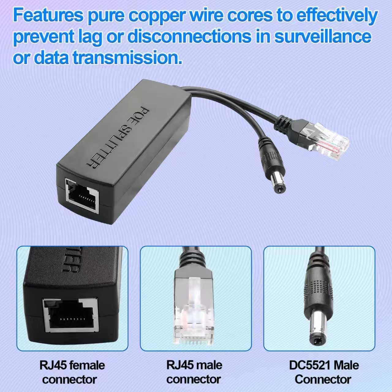 Thumbnail 3 de TIENFOKOTA POE Splitter DC 5.5x2.1mm: 48V to 12V, 15W, IEEE 802.3af/at