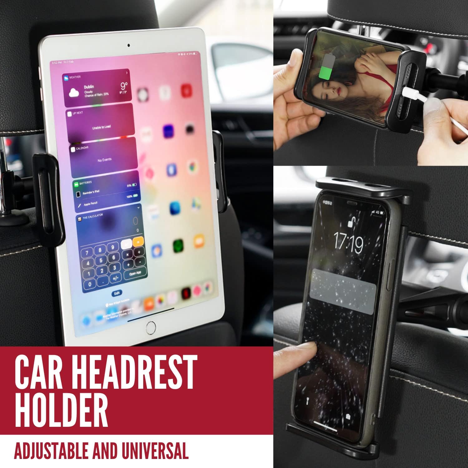 Thumbnail 1 de MAGIC SELECT Supporto poggiatesta auto per tablet e smartphone da 4,7" a 11" con rotazione 360°