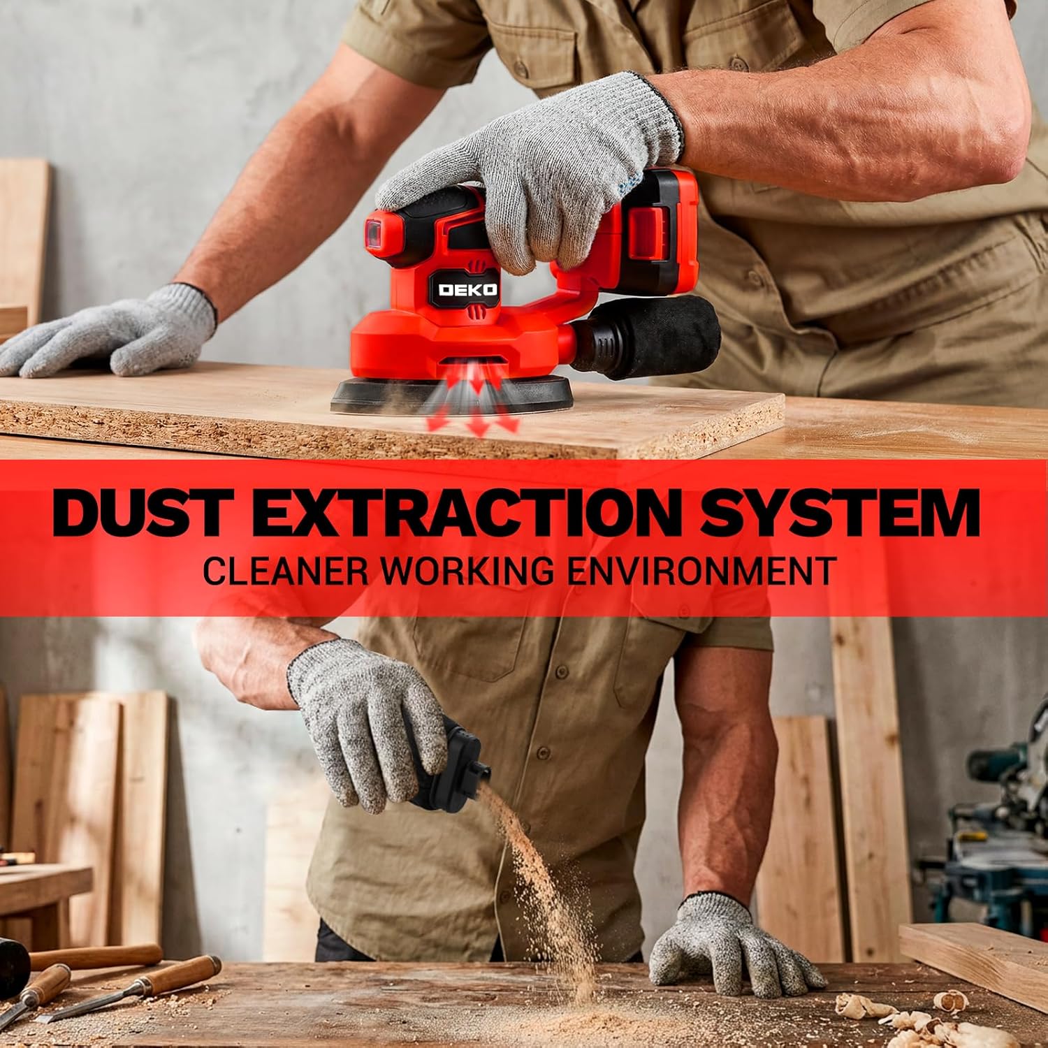 Thumbnail 4 de DEKOPRO 20V Cordless Mouse Sander for Wood with Dust Collector and 2.0Ah Battery