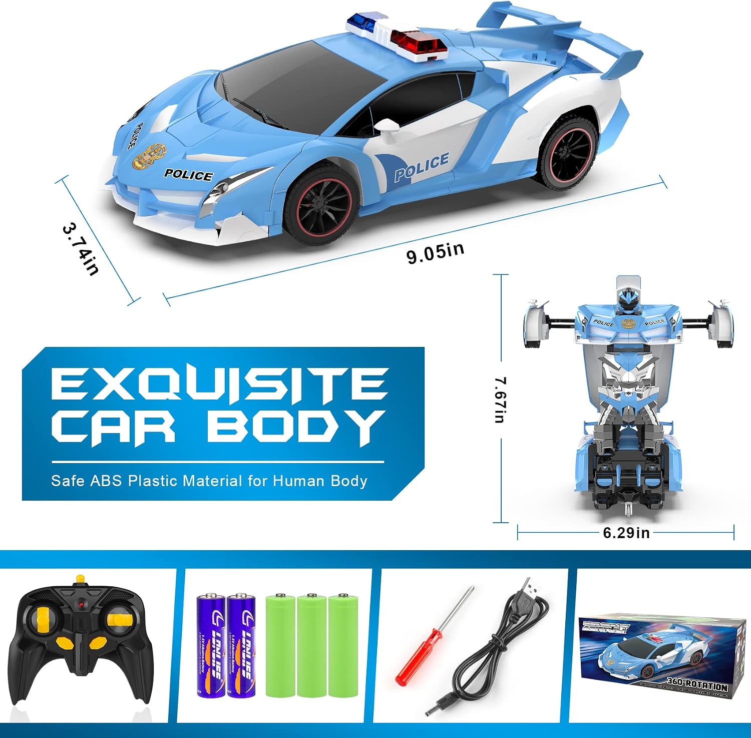 Thumbnail 6 de FDJ RC Cars Transforming Police Car 1:18