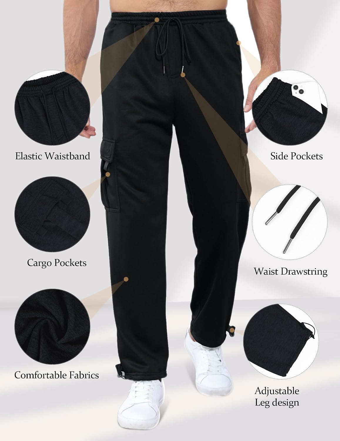 Thumbnail 4 de Mens Cargo Joggers Lightweight elasticated waist sweatpants