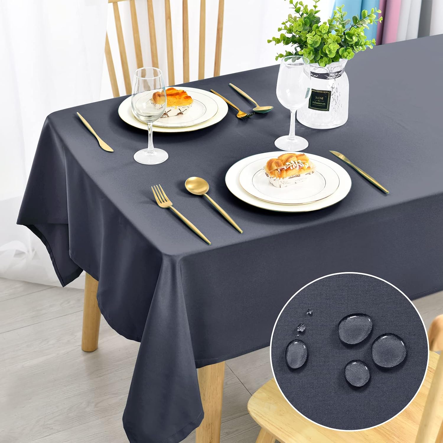 Detalle de DWCN DWDE-PWNZB-130x160-03 tafelkleed 130 x 160 cm, grijs polyester