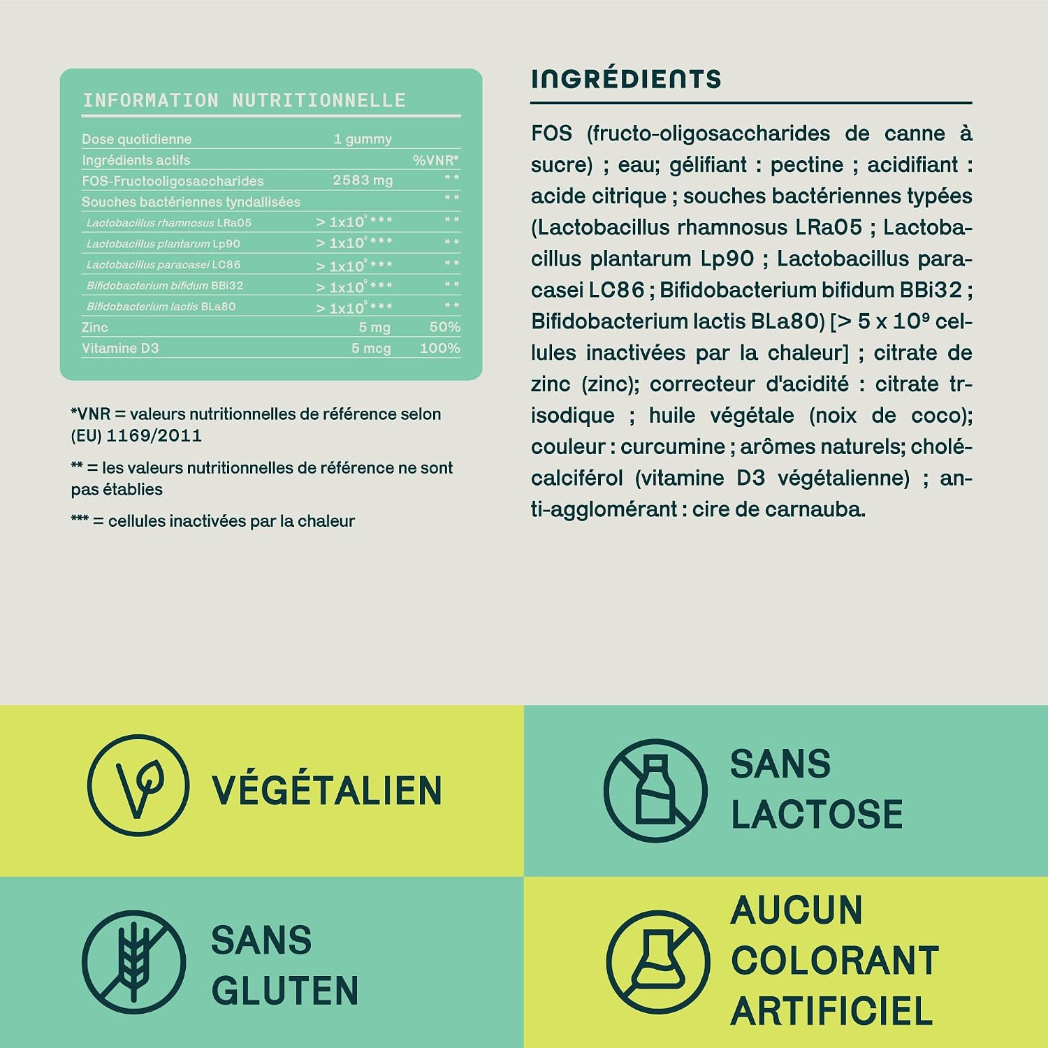 Detalle de Prébiotiques et Postbiotiques Intestinaux – 60 Gummies vegan, sans gluten et sans lactose