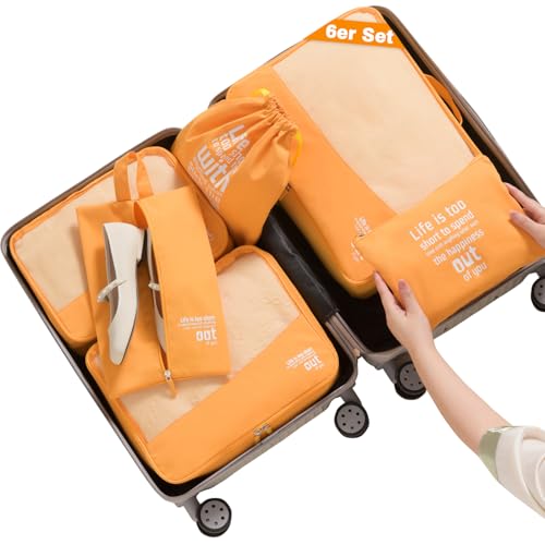 MURISE Organizador de Maleta - Juego de 6 Cubos de Packing (Naranja) para Viajes