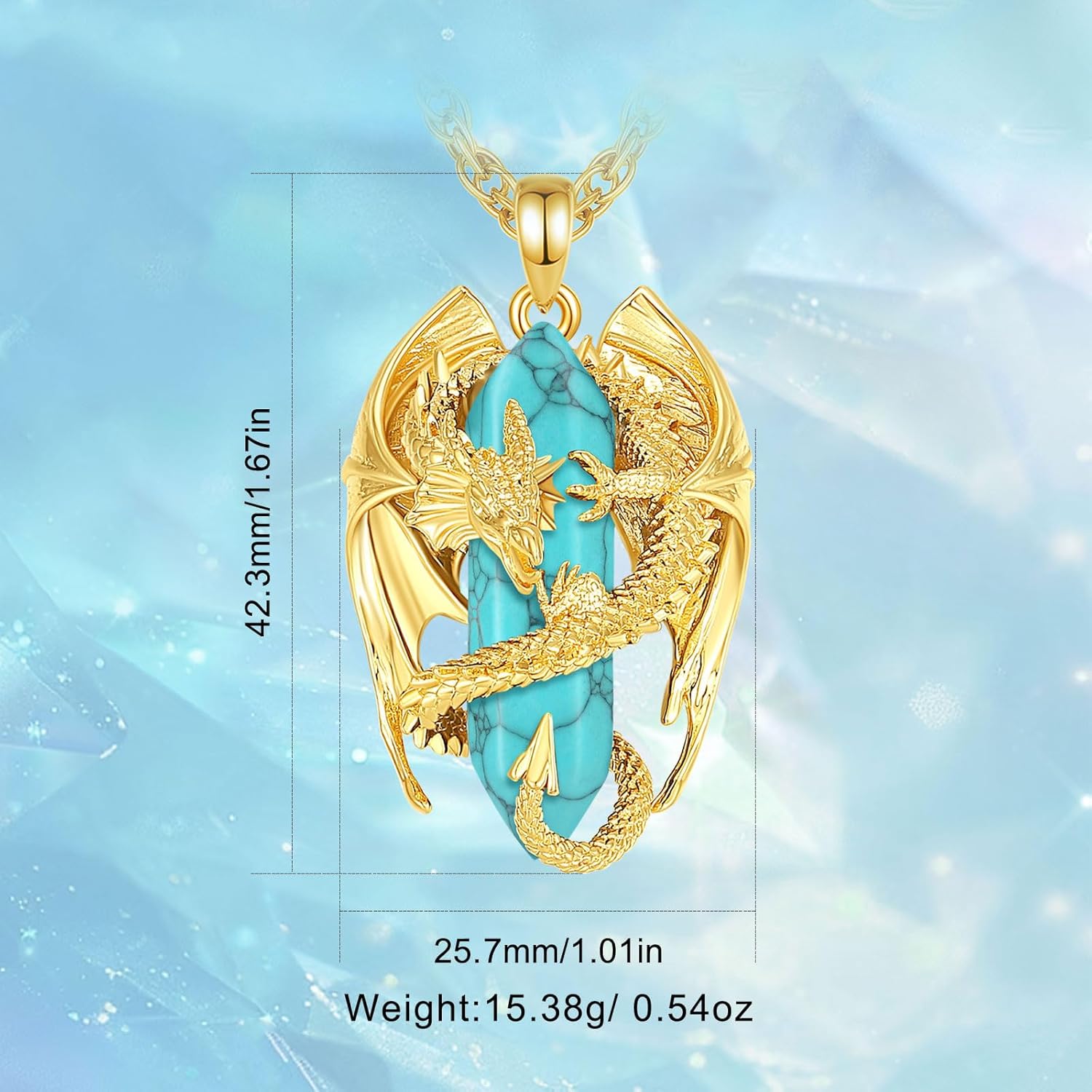 Thumbnail 5 de INFUSEU Kristall-Drachen-Kette mit sechseckigem Heilkristall-Anhänger – Gothic Naturkristall-Schmuck