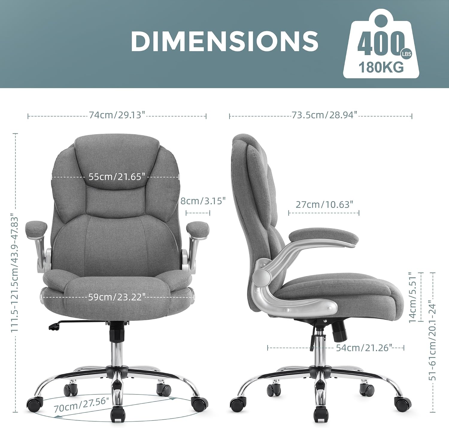 Detalle 2 de IWMH Bürostuhl Ergonomischer Chefsessel 180KG