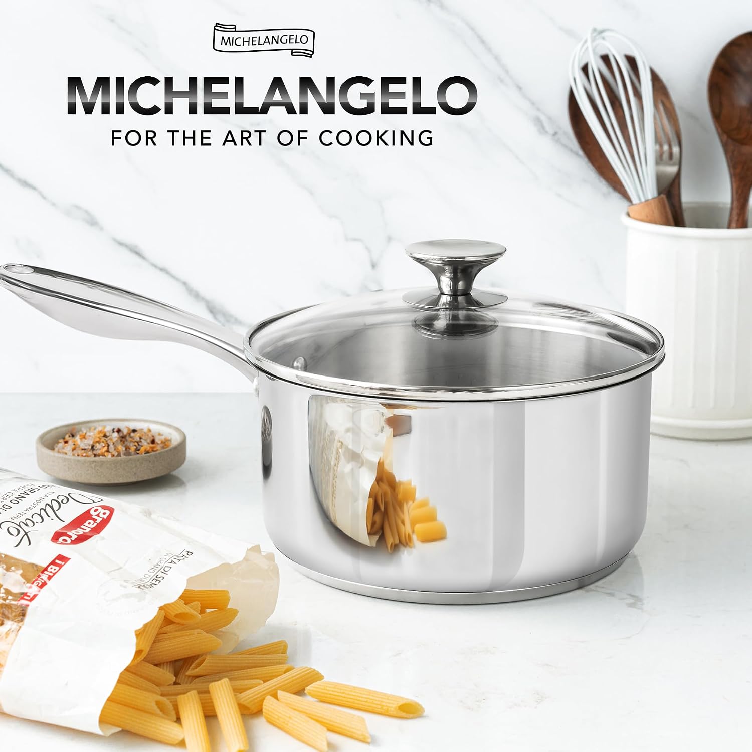 Thumbnail 6 de MICHELANGELO 3 Quart Nonstick Stainless Steel Saucepan 🍲