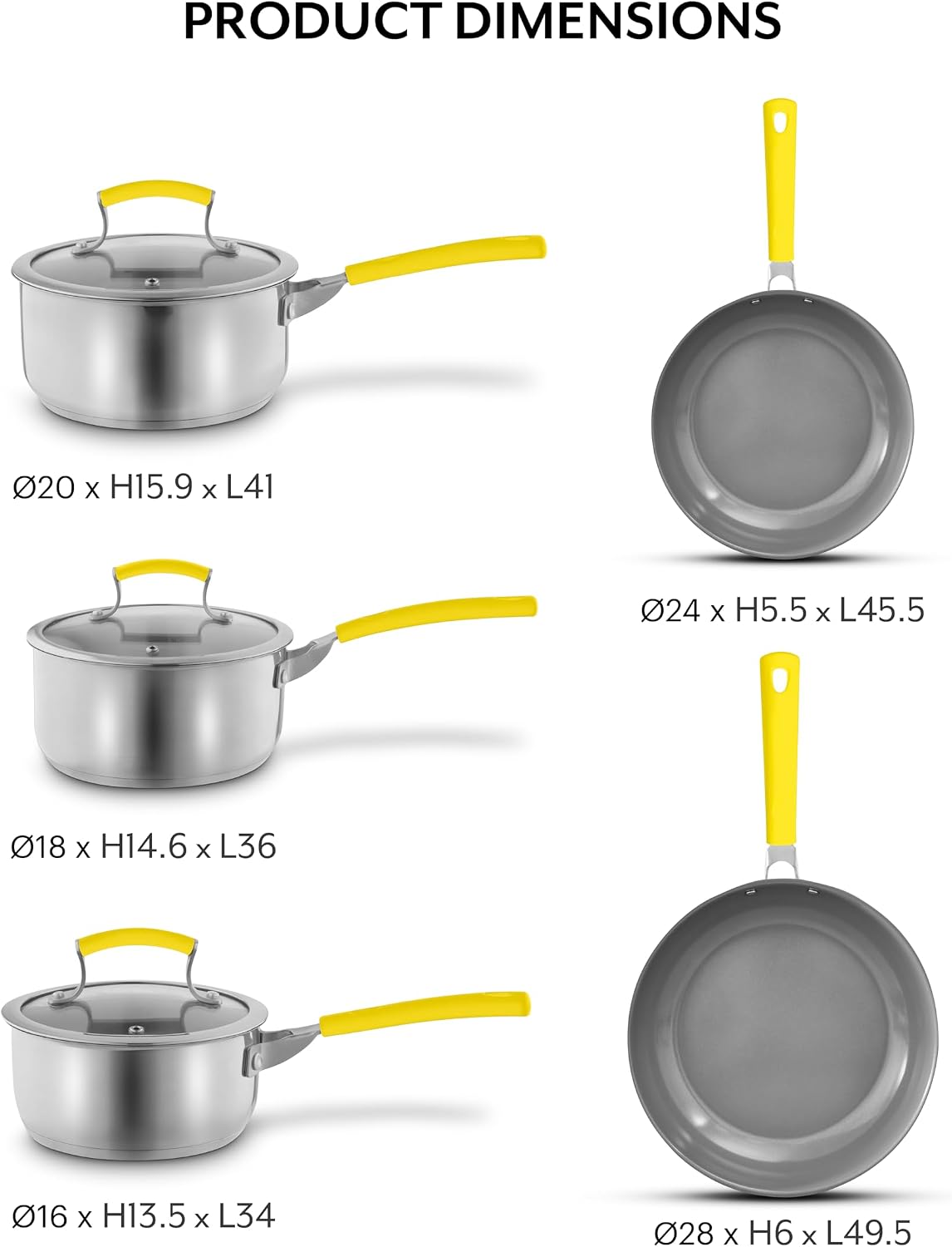 Detalle 2 de Sur La Table Colour Me Happy 5 Piece Yellow Cookware Set (SLT800310YLW)