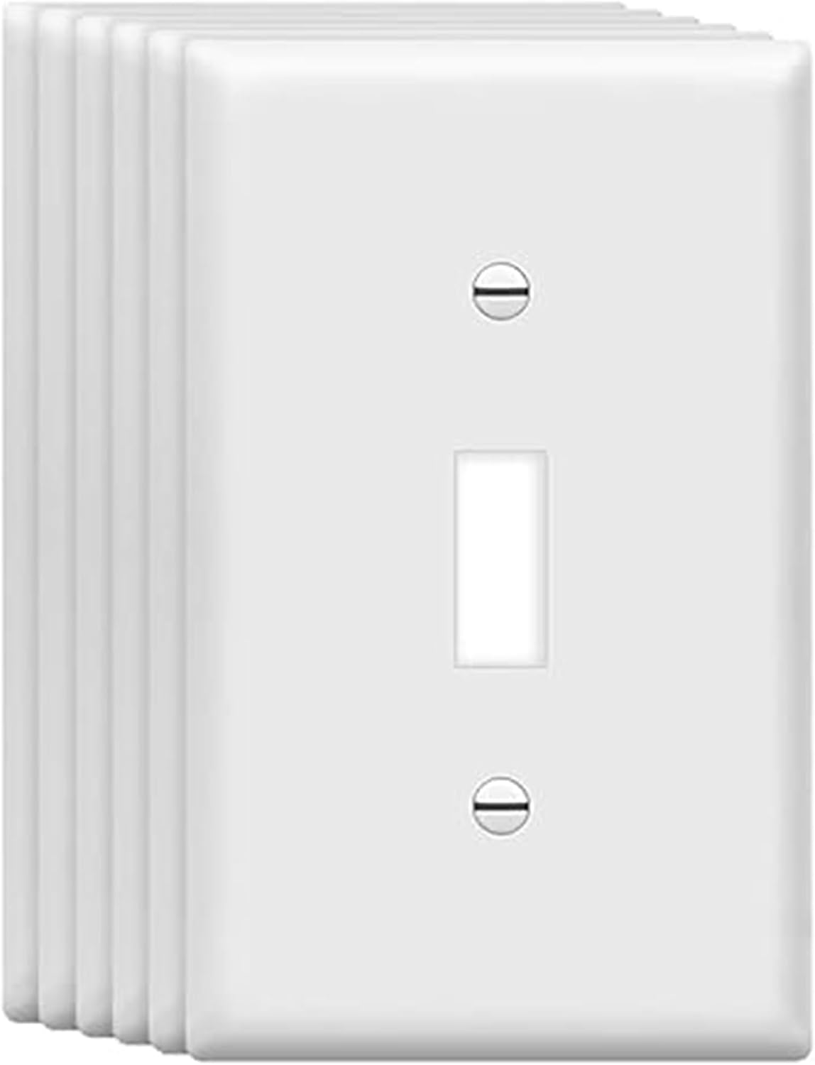 Detalle de ZEFTV ZEFTV Mid-Size 1-Gang Toggle Wall Plates, White, 6-Pack