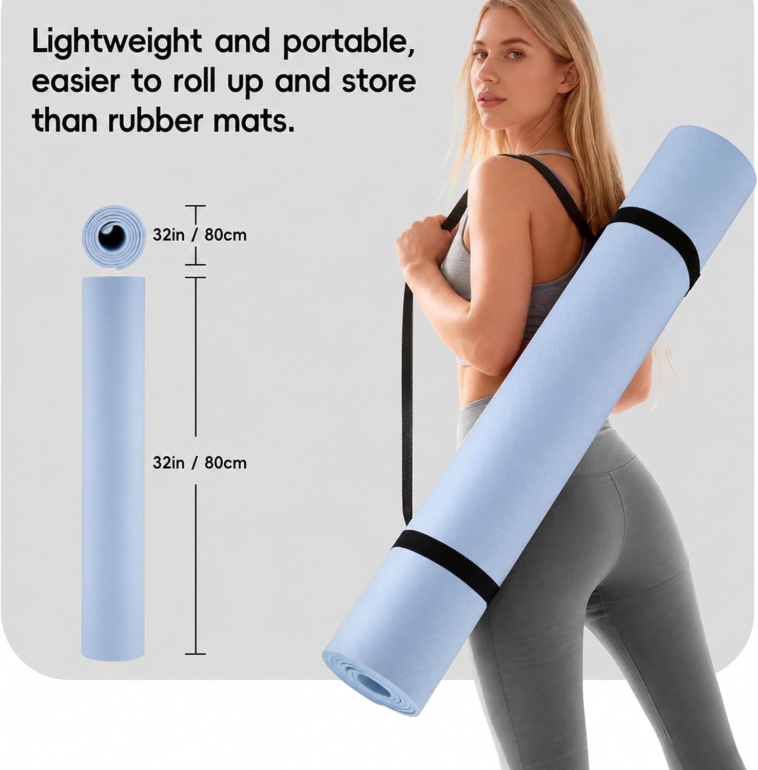 Detalle 2 de Wimwum 72" x 32" Extra Wide Yoga Mat, 6mm TPE with Non-Slip Grip