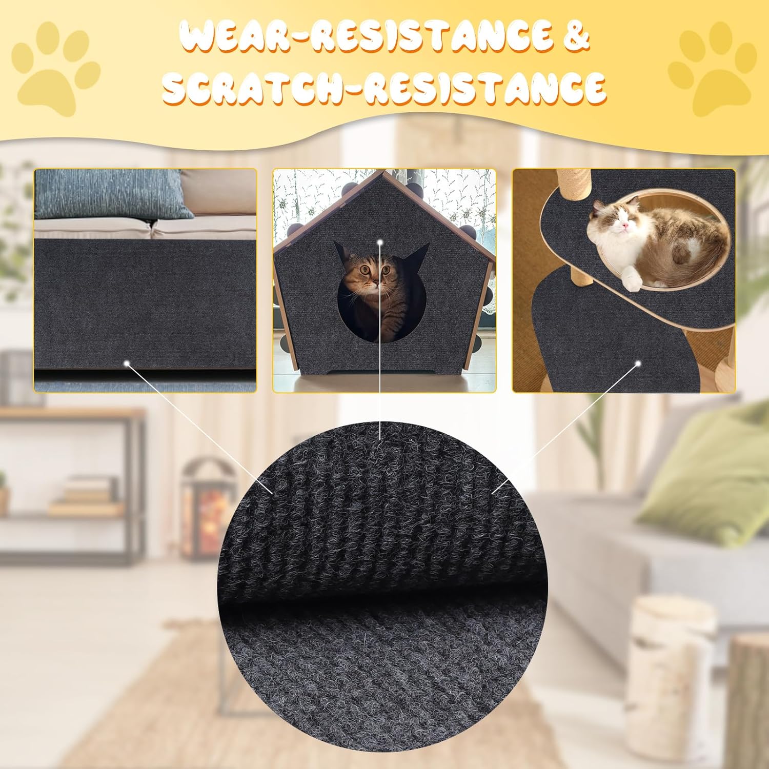 Thumbnail 3 de Yokuni Kratzmatte Katze (200 x 40 cm) selbstklebend – Kratzwand für Katzen zum Zuschneiden