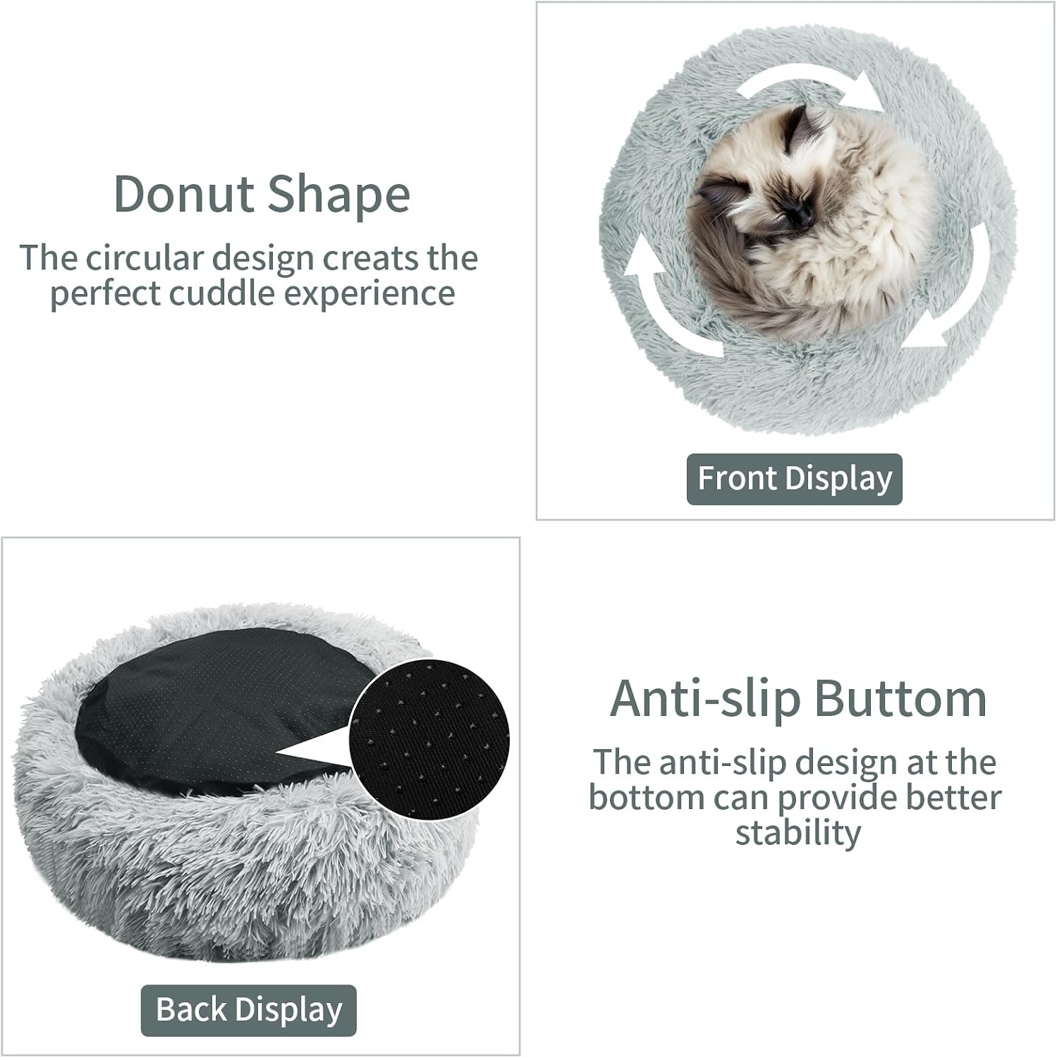 Detalle 1 de NAKIHOUSE round plush pet bed 50 cm