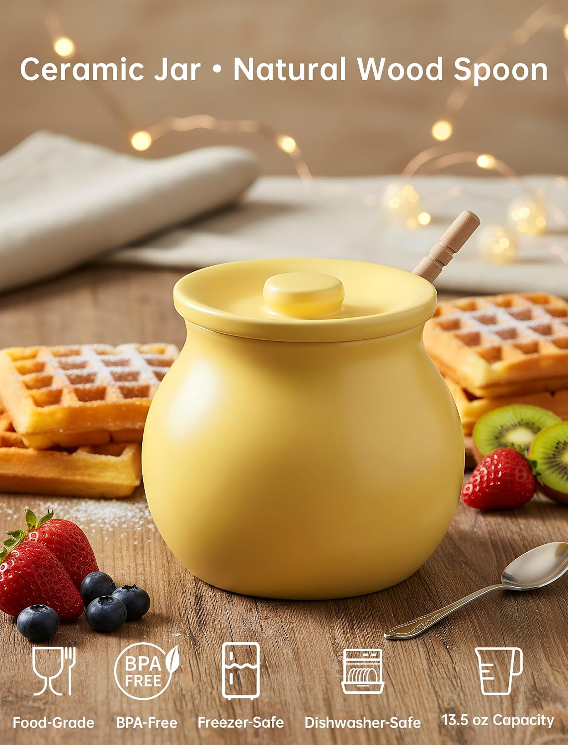 Thumbnail 5 de NiHome Ceramic Honey Jar with Dipper
