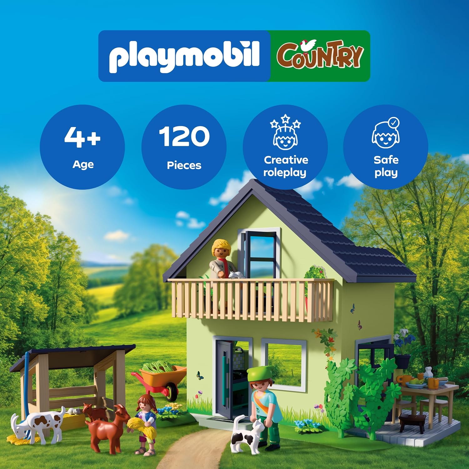 Thumbnail 2 de PLAYMOBIL 72162 Country Farmhouse with Balcony, Kitchen and Animal Shelter
