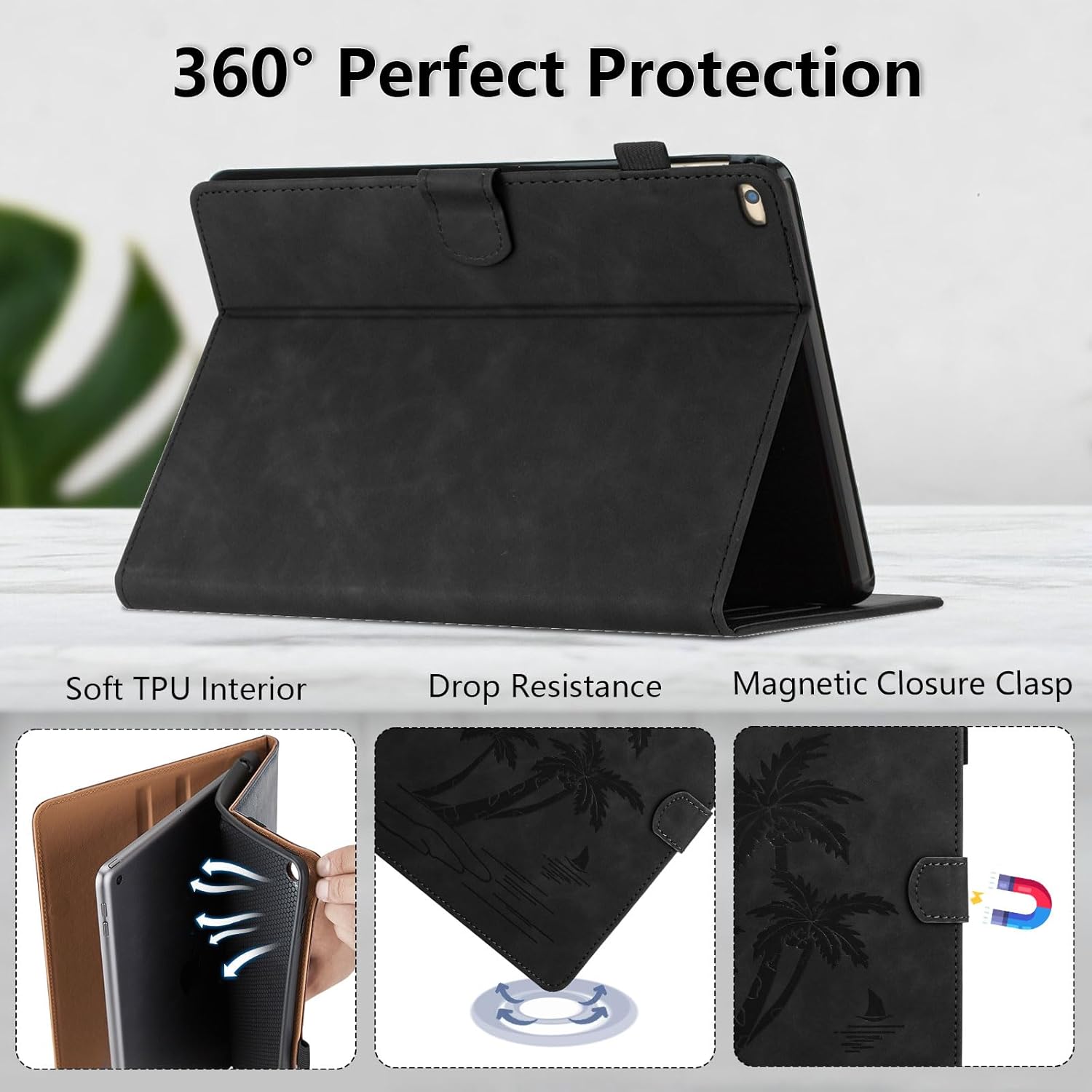 Thumbnail 3 de Oduio Hülle für iPad mini 7,9 Zoll – Premium PU Leder Folio mit Kartenschlitz und Sleep/Wake, Schwarz