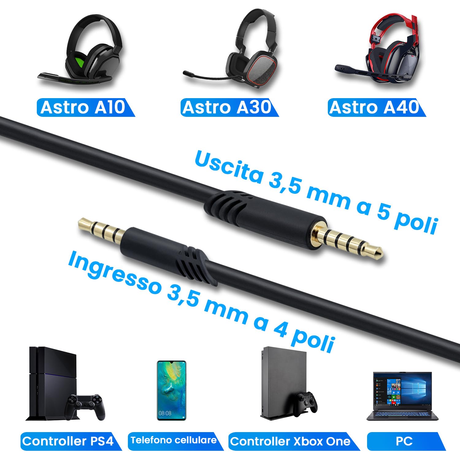 Detalle de Tolesum Cavo Audio Ausiliario 2M per cuffie
