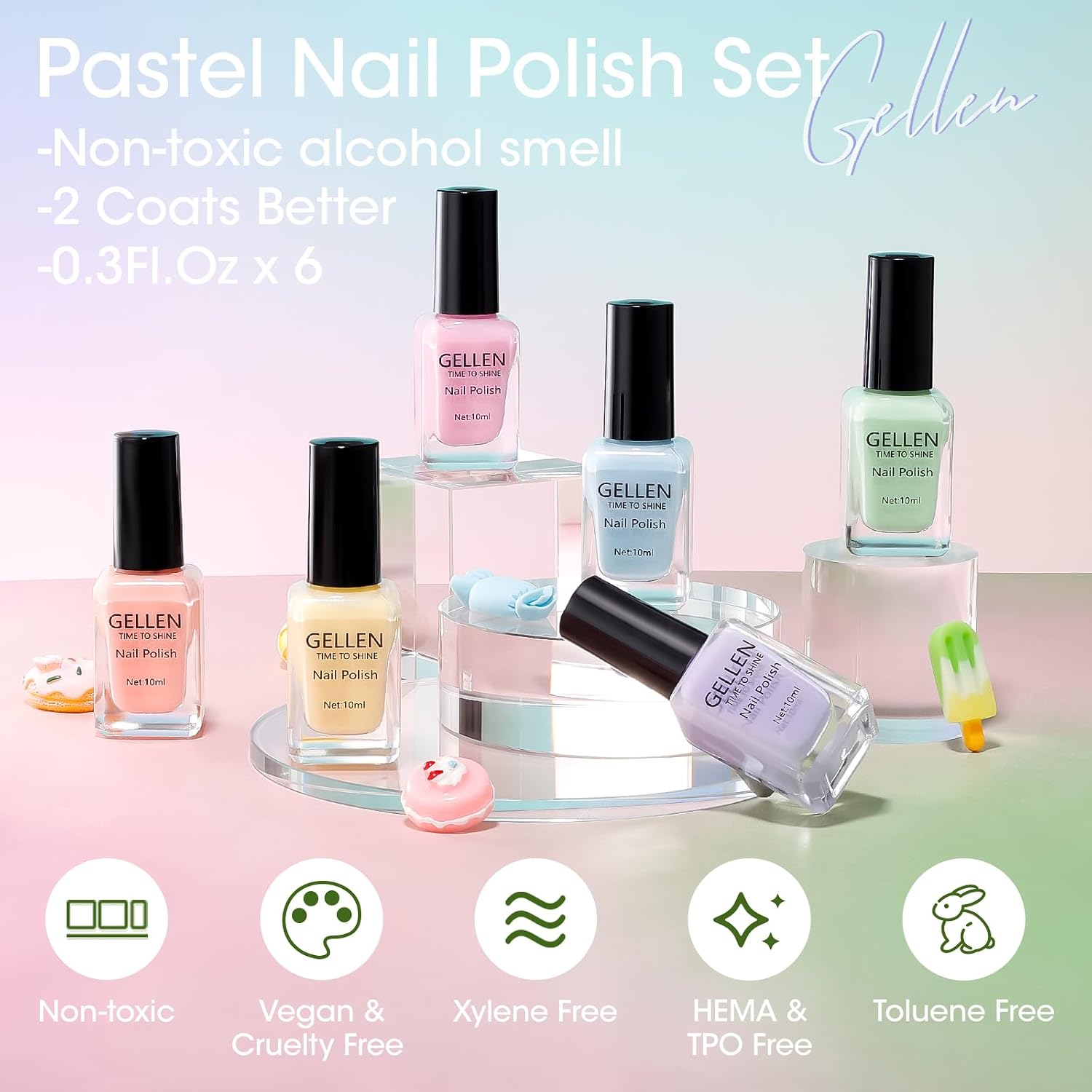 Thumbnail 6 de GELLEN Pastel Nail Polish 6 Macaron shades
