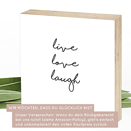 Thumbnail 8 de Wunderpixel Holzbild live love laugh – 15×15×2 cm, Holzschild zum Hinstellen oder Aufhängen