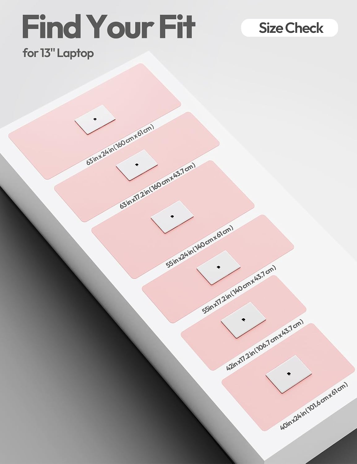 Thumbnail 5 de YSAGi 63" x 17.2" PU Leather Desk Mat, Light Pink, Waterproof