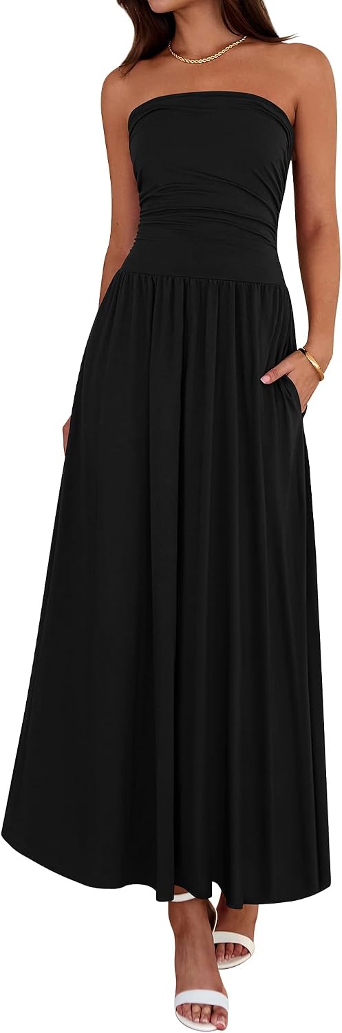 Detalle de BTFBM Strapless Maxi Dress with Pockets