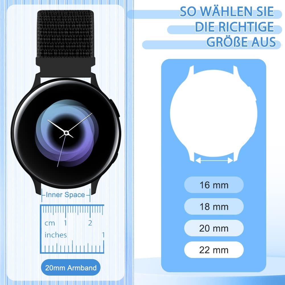 Thumbnail 1 de TumpCez Nylon-Uhrenarmbänder 16–22 mm mit Schnellverschluss – atmungsaktives Ersatzband-Set (3 Stück)