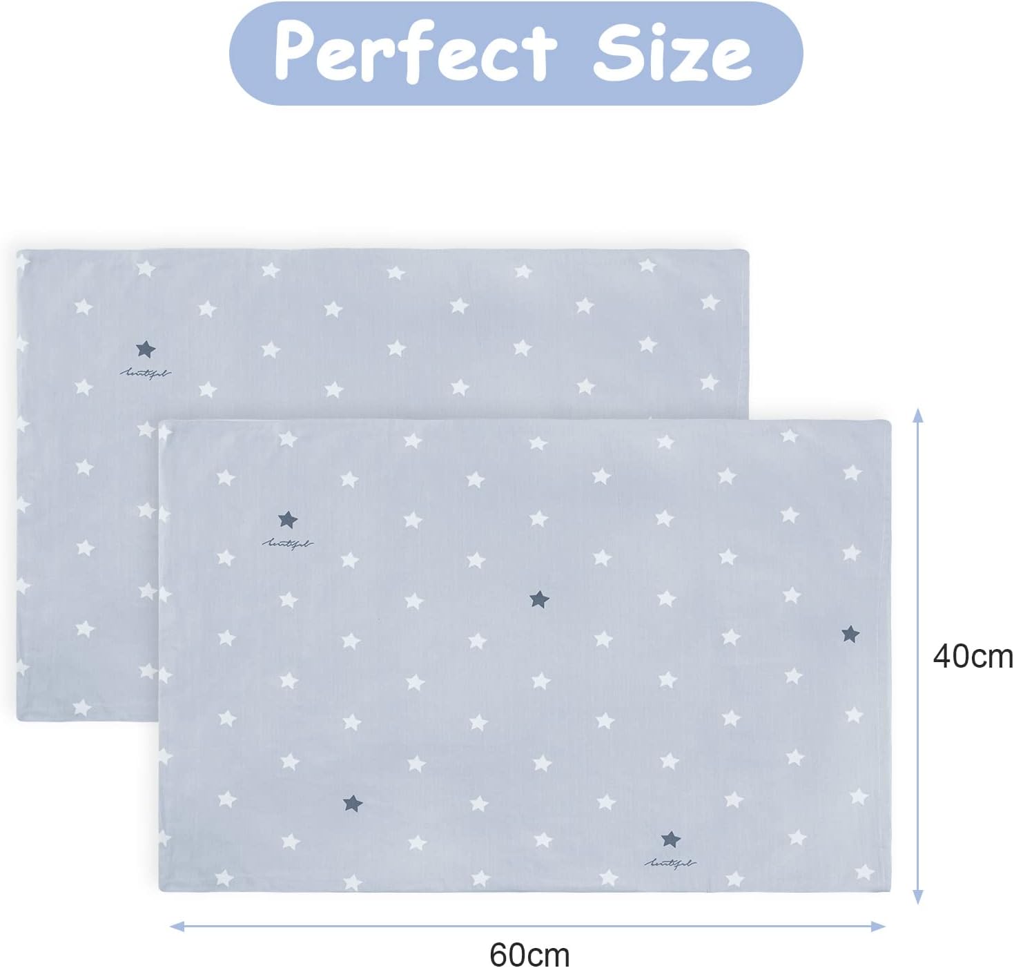 Thumbnail 1 de Vicloon Baby & Toddler Pillowcase 2-Pack (Star) – 100% Cotton, Cot Bed 40x60cm