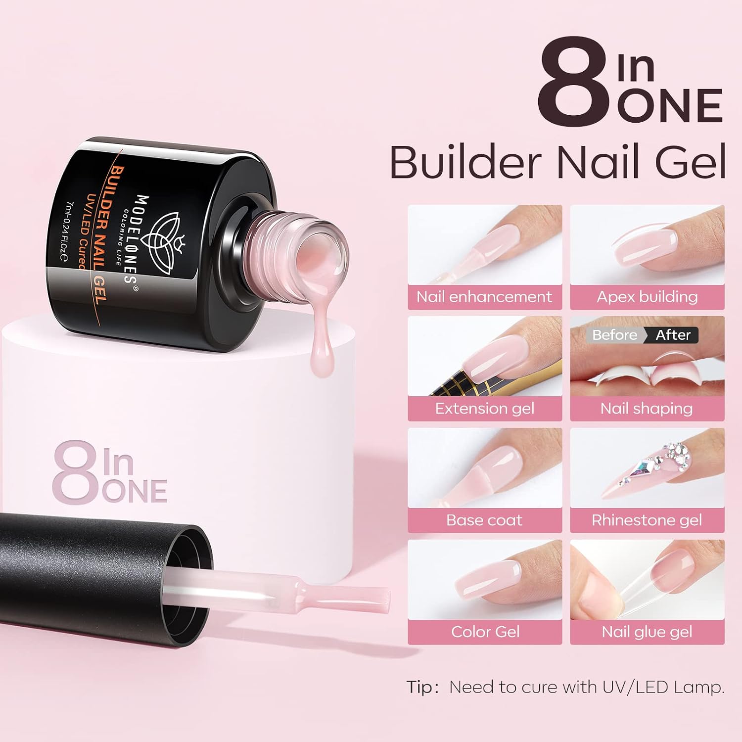 Detalle 2 de modelones 8-in-one Aufbaugel für Gelnägel 7 ml