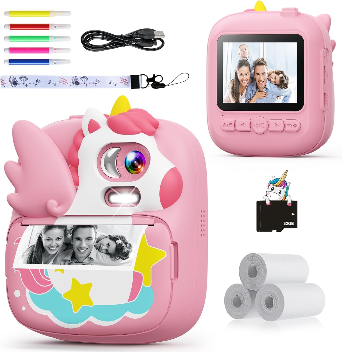 Detalle de CAMCLID Kids Instant Camera 2.4" with 32GB card