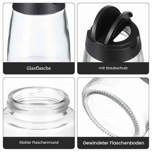 Thumbnail 6 de Veemoon 12er Set Doppeldeckel Gewürzgläser aus lebensmittelechtem Glas – Platzsparend, Schwarz Salz Pfefferstreuer