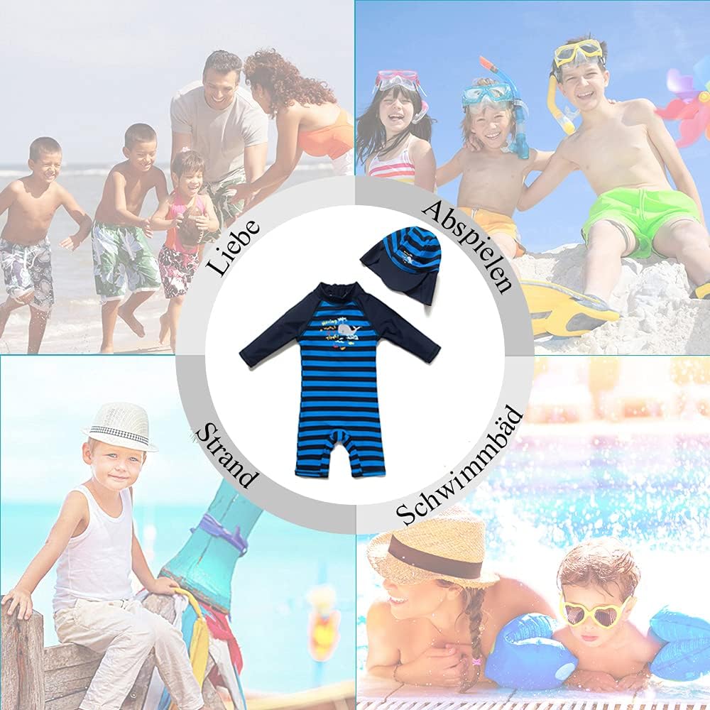 Thumbnail 1 de upandfast Baby Jungen Badeanzug mit Sonnenhut UPF 50+ und Reißverschluss – einteilig fürs Planschen