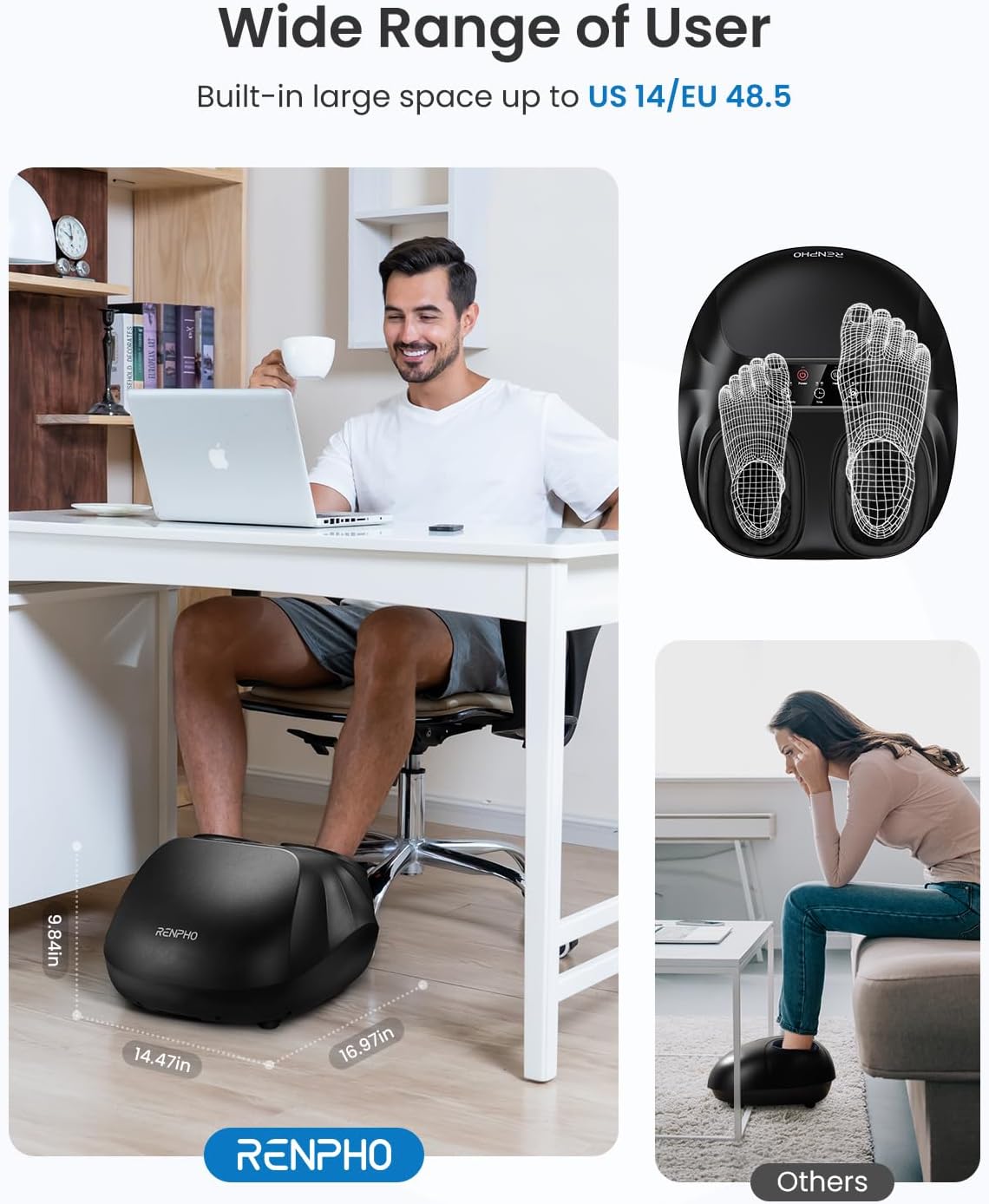 Detalle de RENPHO Foot Massager with Heat: A practical Shiatsu kneading option for tired feet