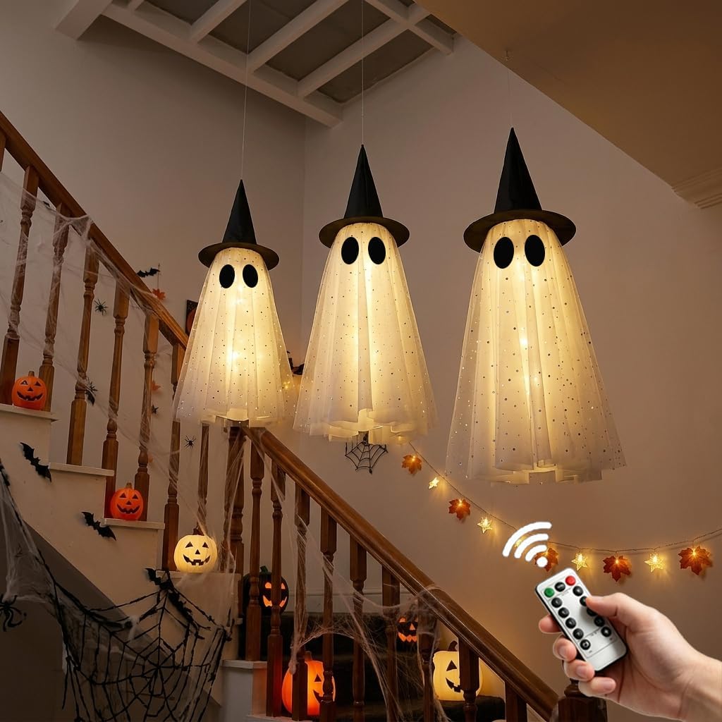 Detalle de KIWDY Halloween Ghost Decorations, Set of 3