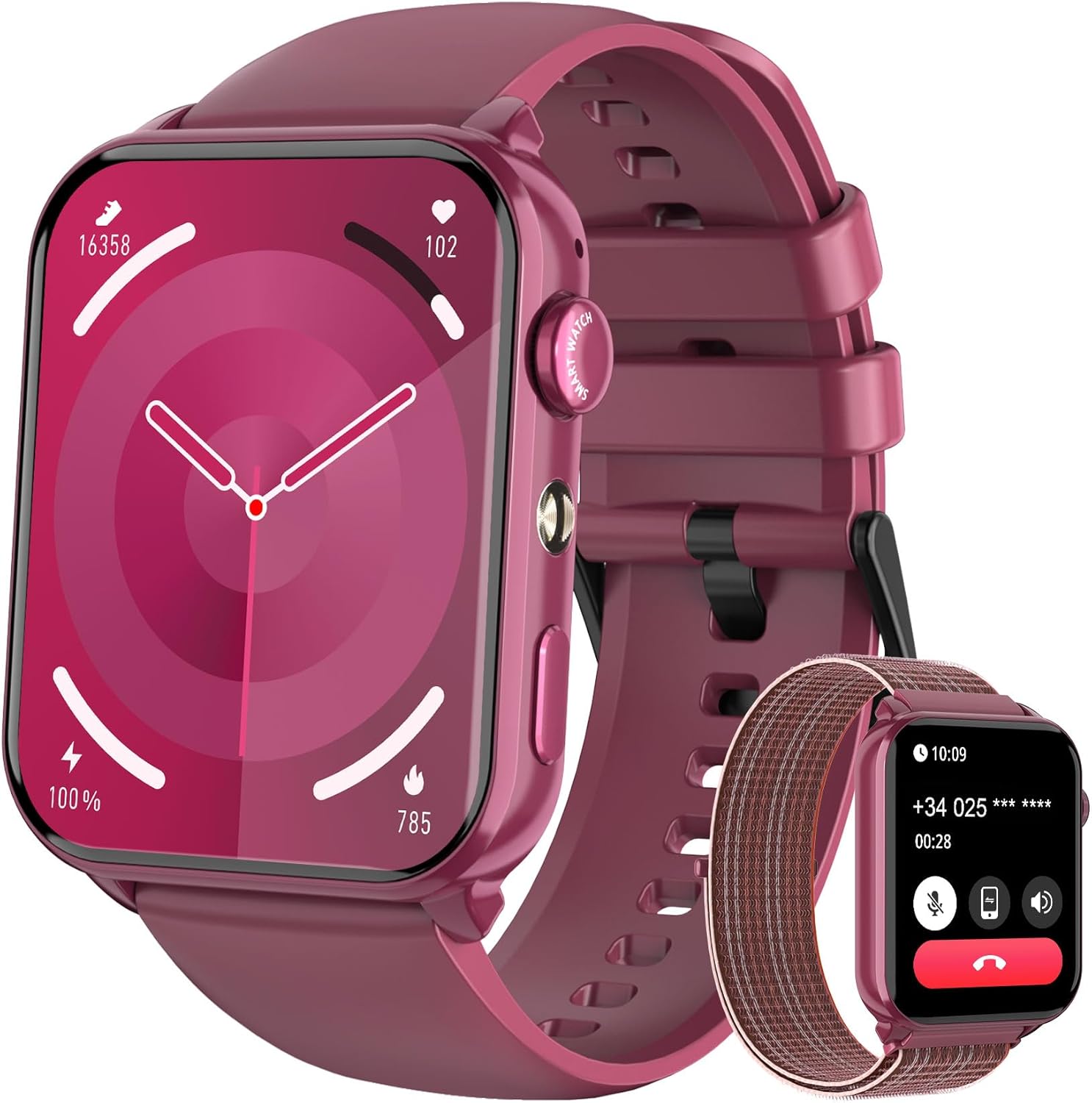 Detalle de Baolubao Reloj Inteligente Mujer 1.91" con linterna LED, llamadas Bluetooth y 2 correas (IP68)