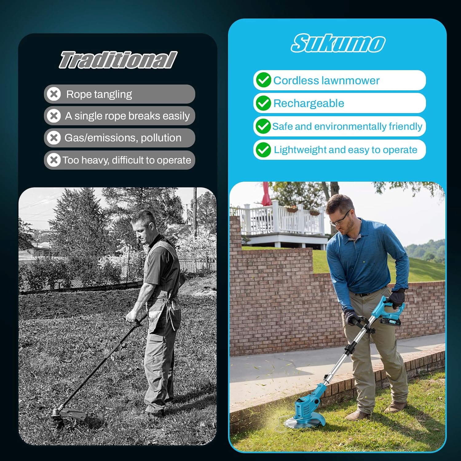 Thumbnail 2 de Cordless Strimmer 21V 4-in-1 Grass Trimmer with 800W Brushless Motor and Dual 4000mAh Batteries