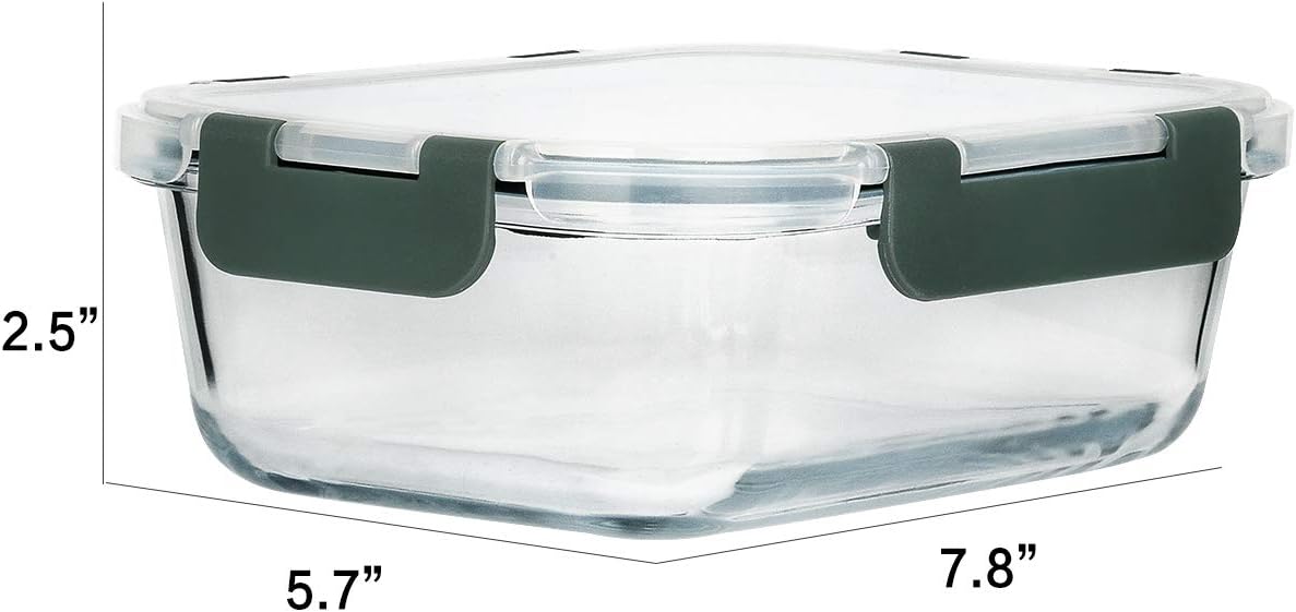 Thumbnail 1 de [8-Pack, 30 oz] Glass Meal Prep Containers with Airtight Lids (Microwave, Oven, Freezer, Dishwasher)