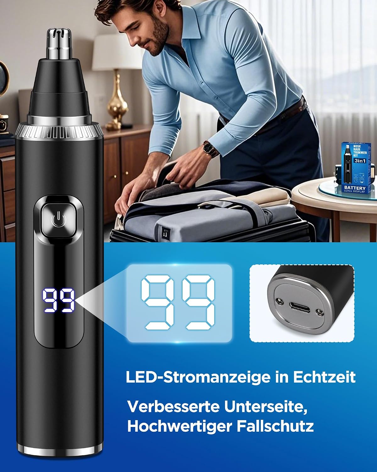Thumbnail 2 de Nasenhaartrimmer 3 in 1 mit LED Akku