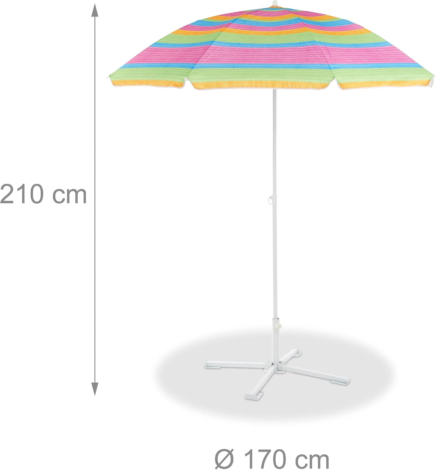 Detalle 2 de Relaxdays 10023308 Striped Beach Parasol, Height-Adjustable, SPF 50+