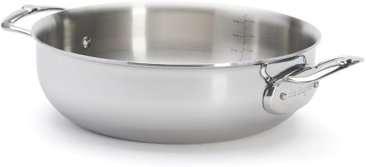 Detalle de De Buyer Sautoir bombée AFFINITY en inox 5 couches avec couvercle – Ø 28 cm, argent