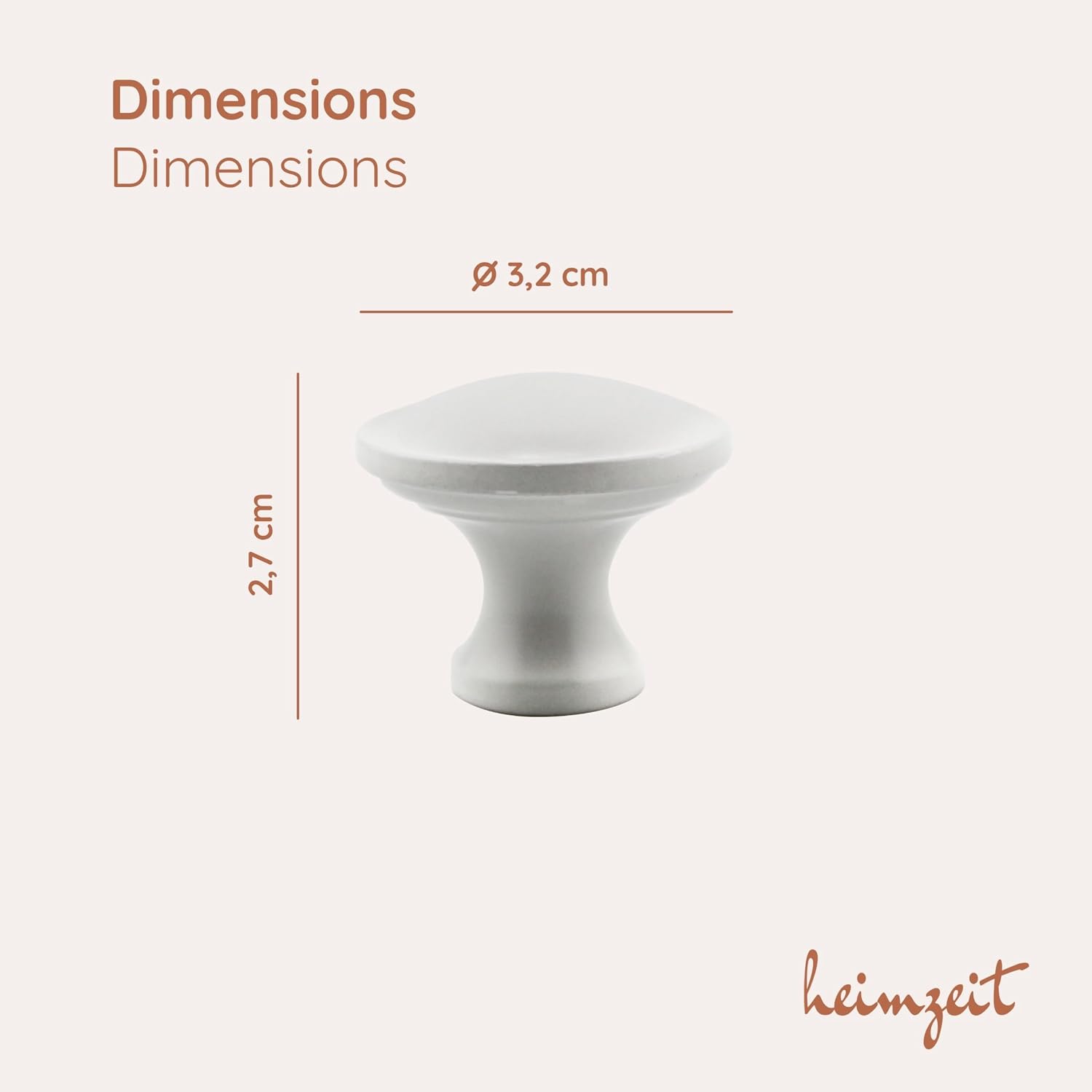 Thumbnail 1 de heimzeit Nova knob_d2_st_white_8P meubelknoppen, aluminium, mat wit, 8-delig