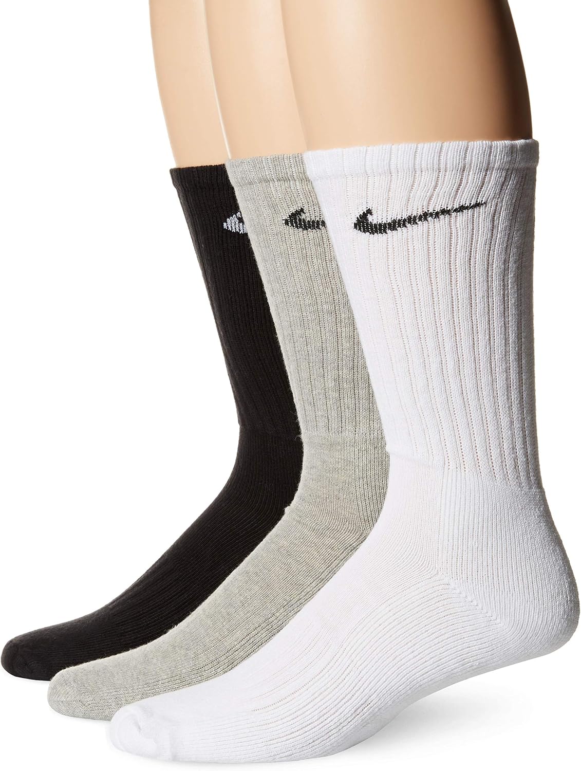 Detalle 2 de Nike 3Ppk Value Cotton Crew: Calcetines unisex talla L (42–46) negro/blanco, pack de 3