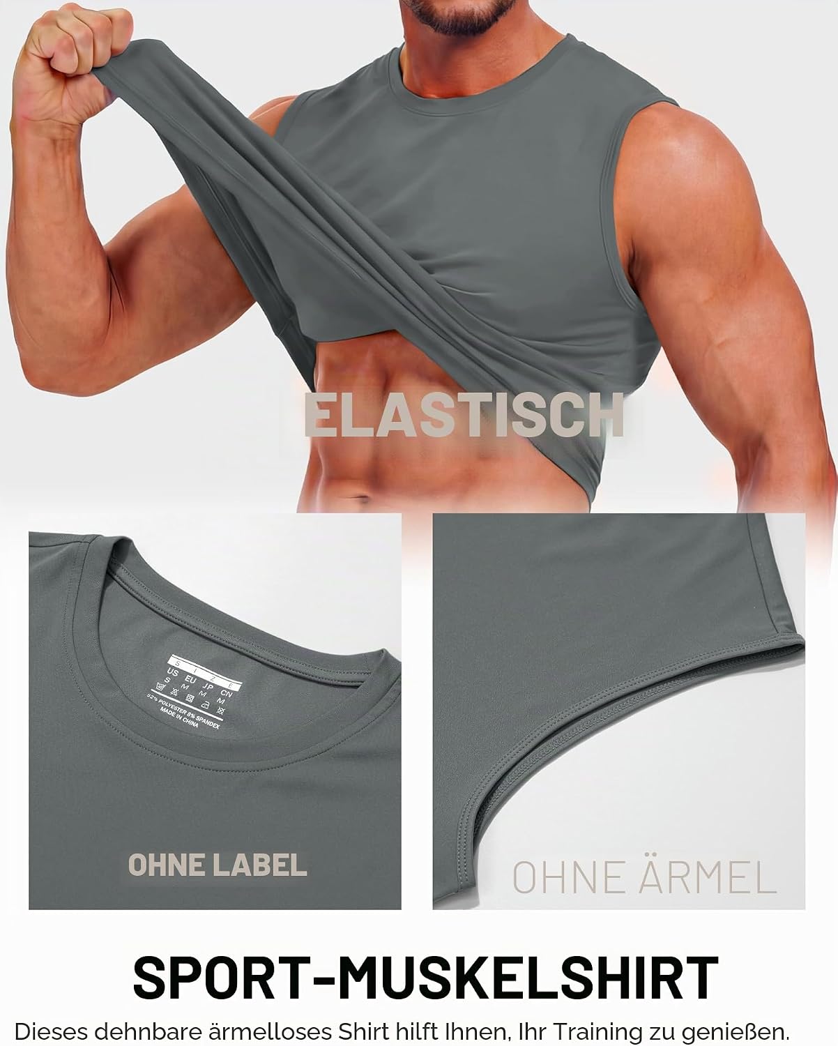 Detalle 2 de TACVASEN Herren Tanktop Sport mit UPF 50+ UV-Schutz – schnelltrocknend & atmungsaktiv