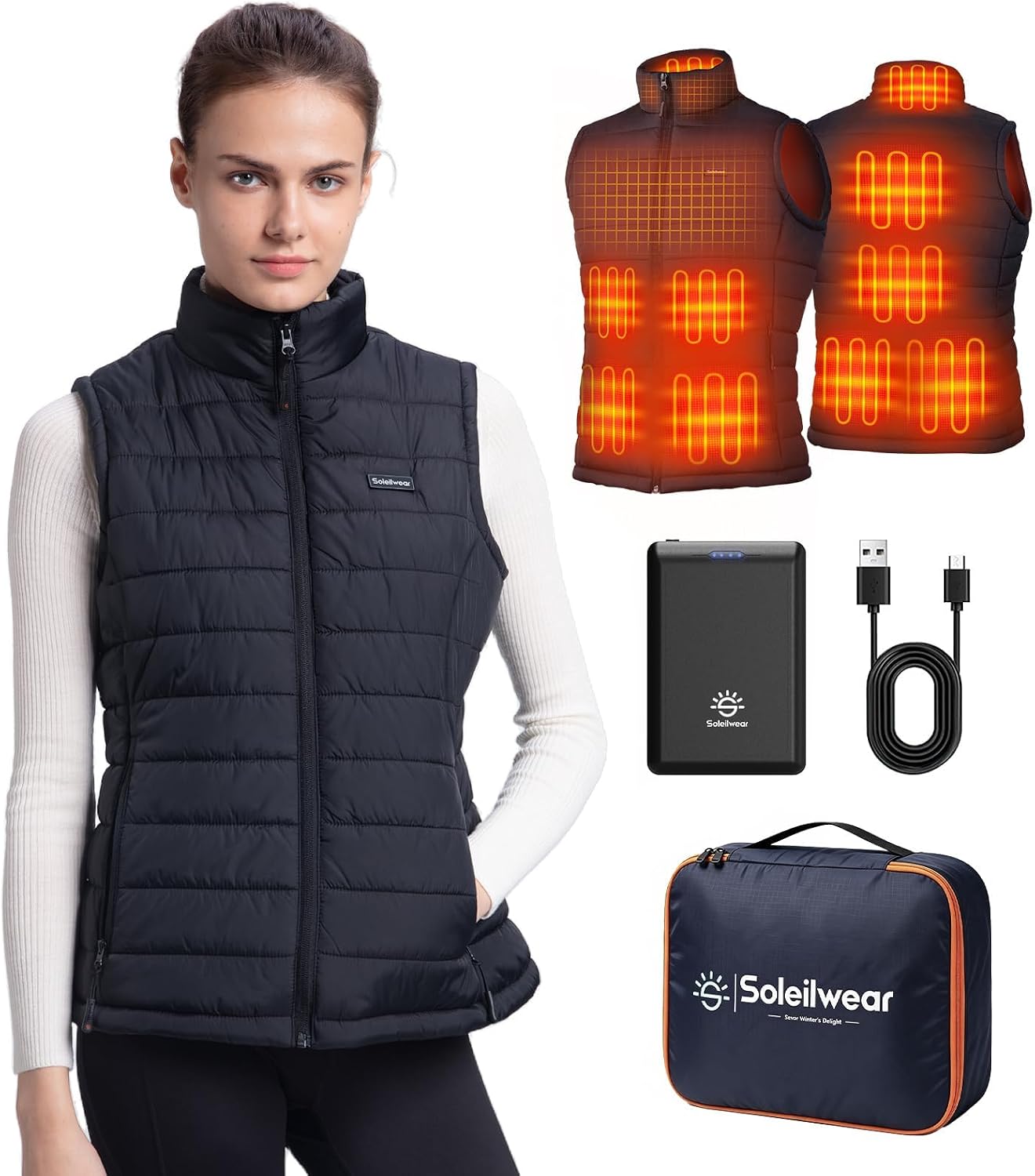 Detalle de Soleilwear Women's Heated Vest with 9 Heated Zones